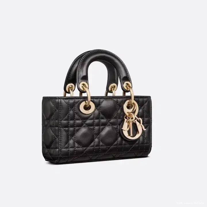 Cheap Lady D-Joy Black Lambskin Micro Cannage Bag 0604 Luxury
